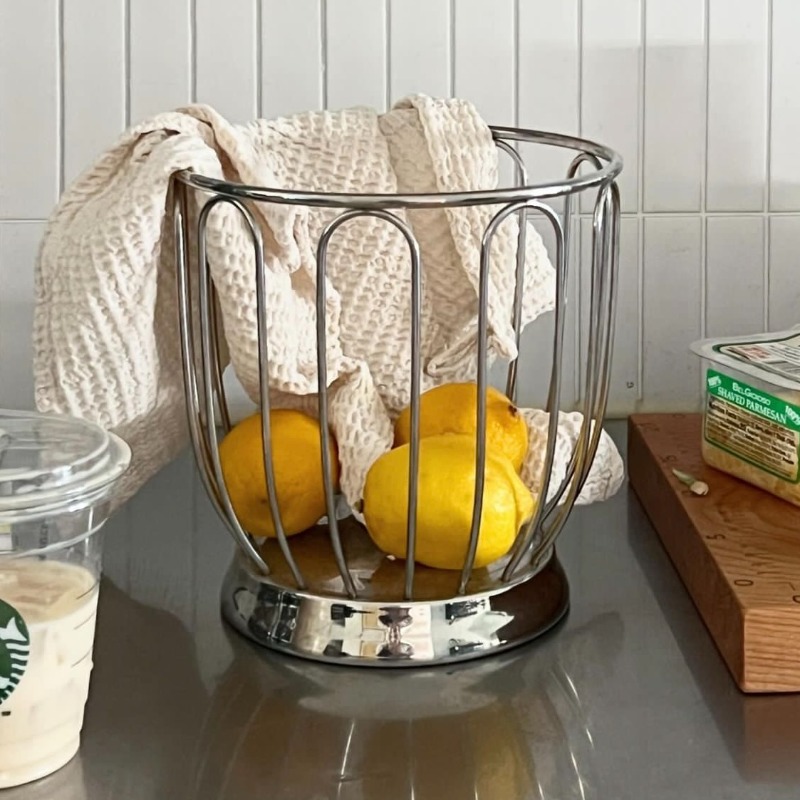 Food Storage For Restaurant - Cesta de Frutas Minimalista de Acero