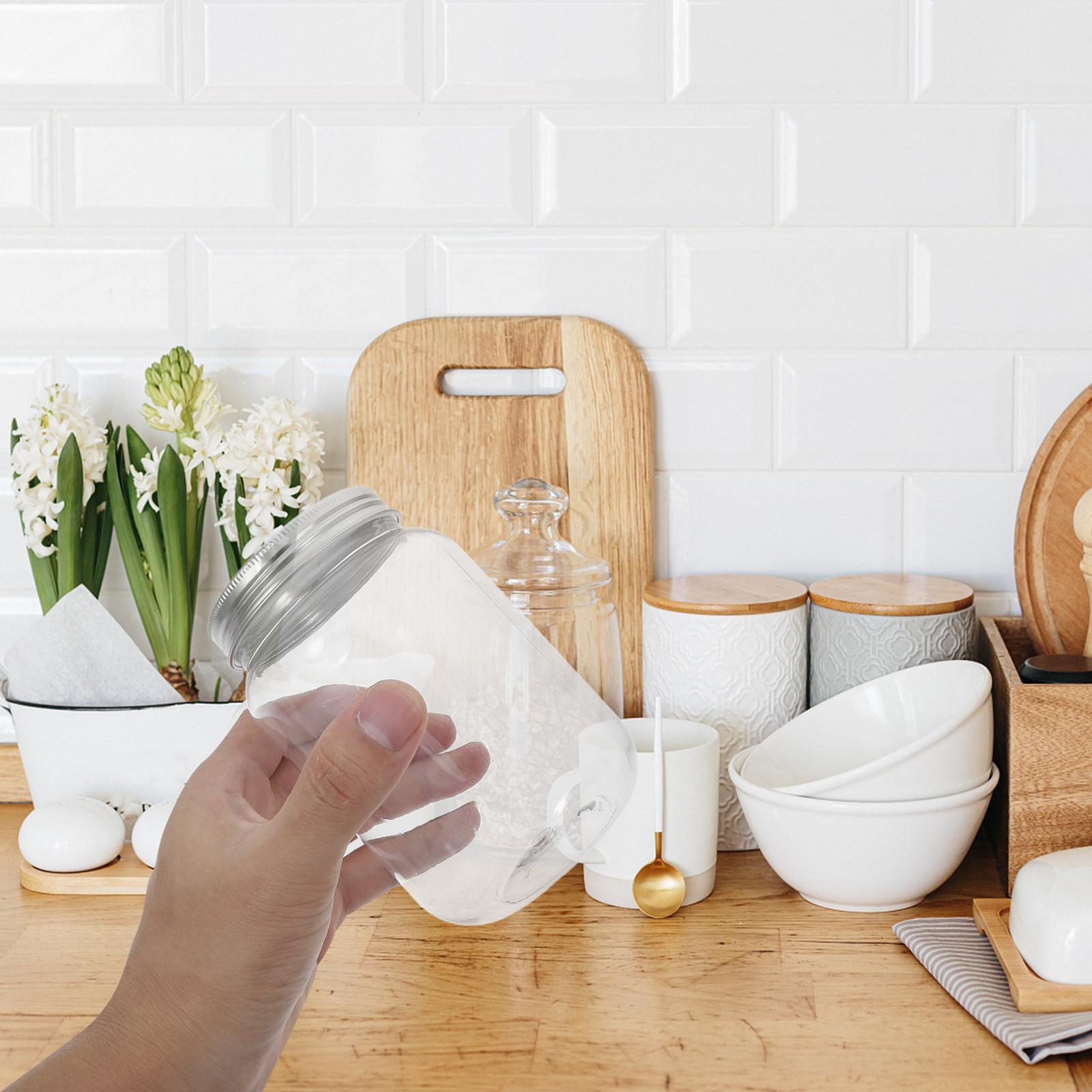 Food Storage In The Kitchen - Juego de 4 Frascos de Plástico