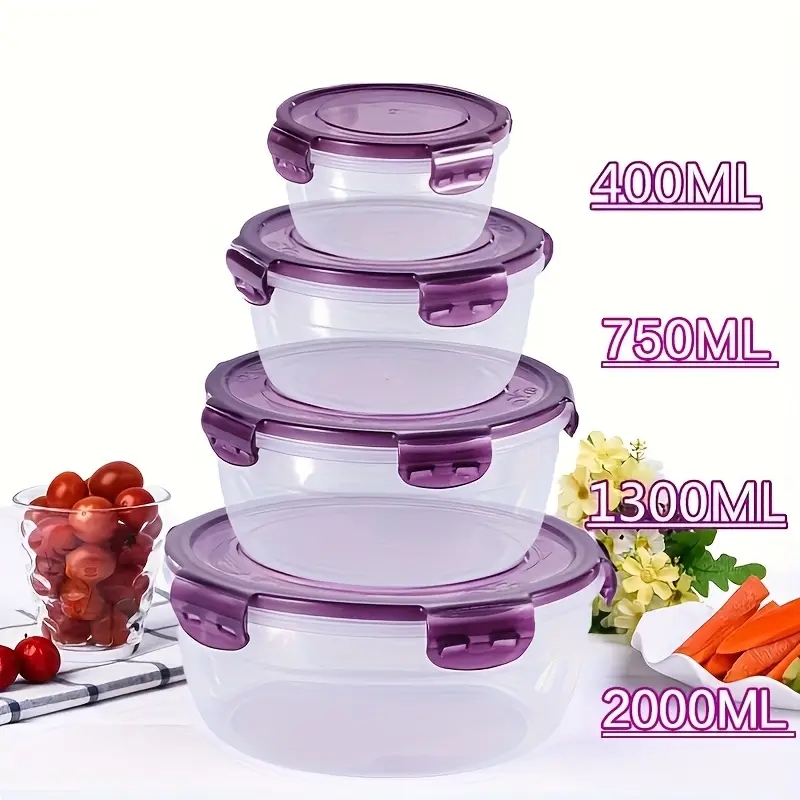 Food Storage Bins - 4 Recipientes de Plástico para Almacenamiento