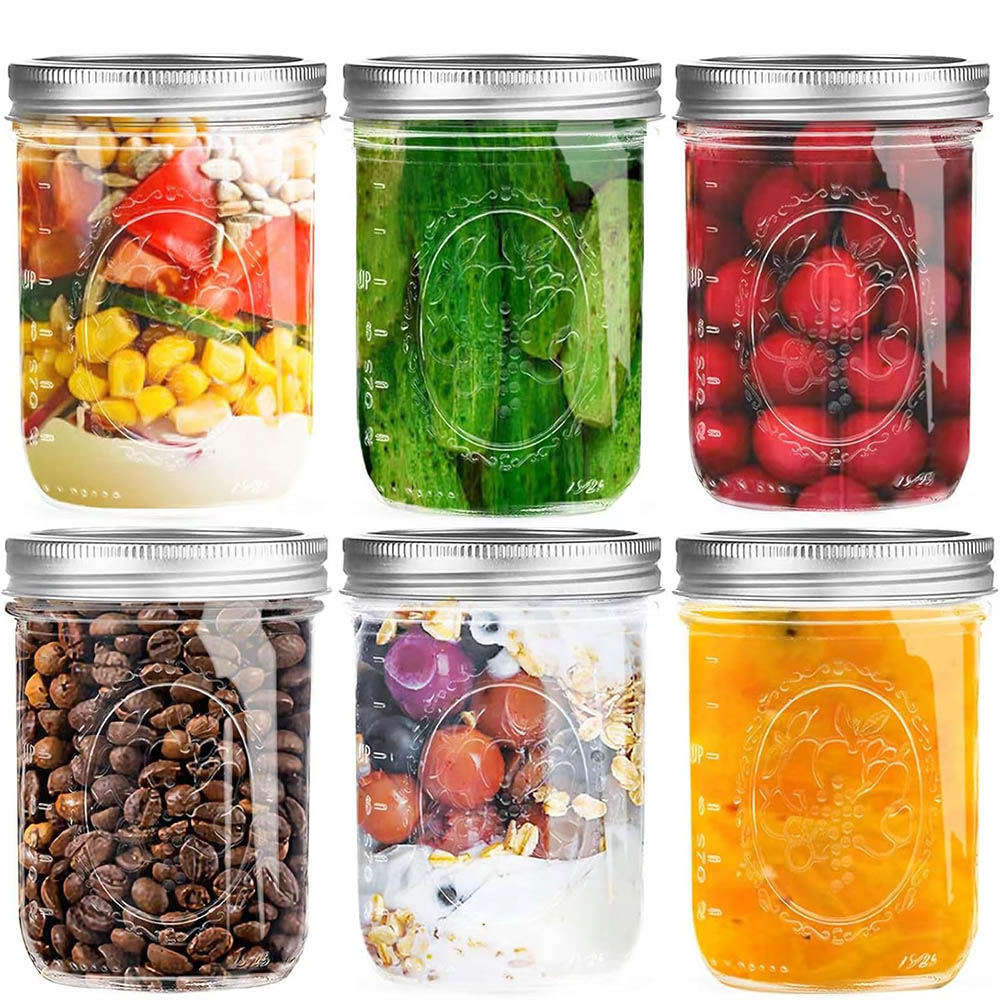 Mason Jar Wide Mouth - Frascos de Vidrio de Boca Ancha