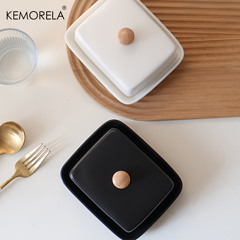Food Storage For Restaurant - Mantequillera de Cerámica con Tapa, Rectangular,