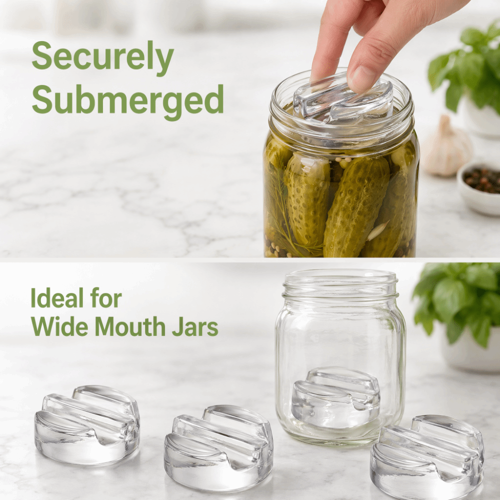 Mason Jar Wide Mouth - Pesas de vidrio fermentadas con asa,