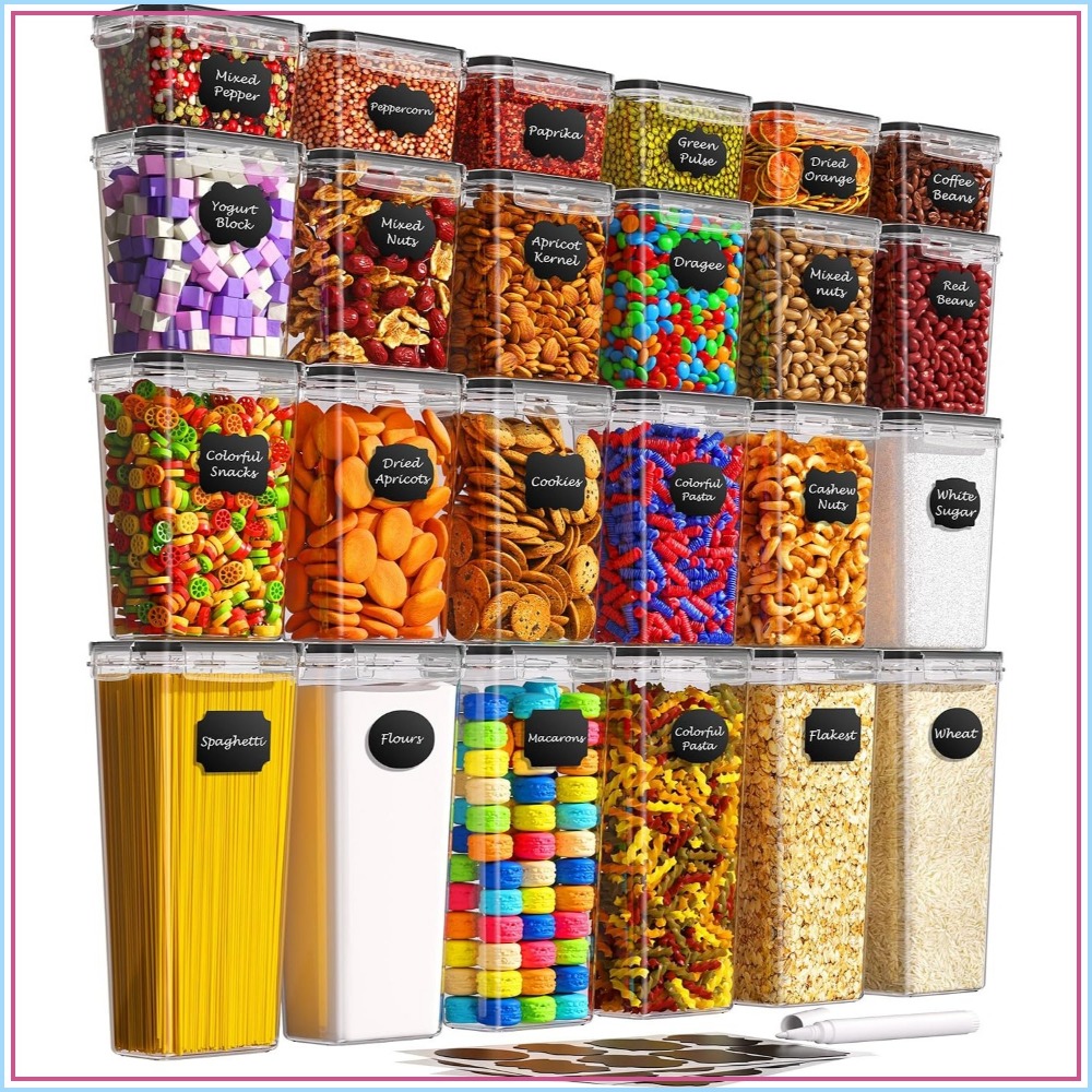Food Storage Labels - 24 Recipientes Herméticos para Almacenamiento de
