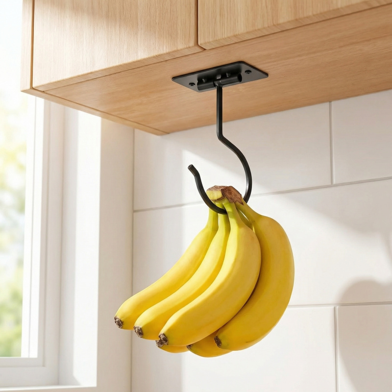 Food Storage In The Kitchen - Gancho Adhesivo de Metal Negro para