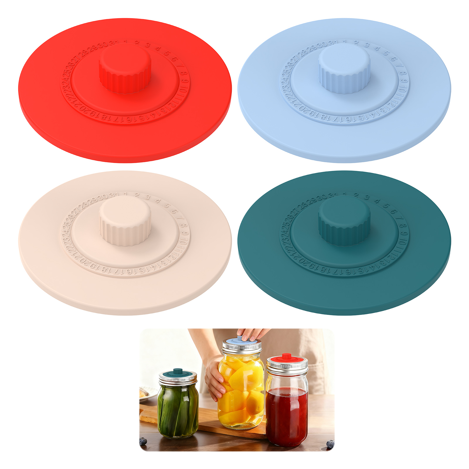 4 Tapas de Silicona para Ferme - Mason Jar Wide Mouth reseña y precio