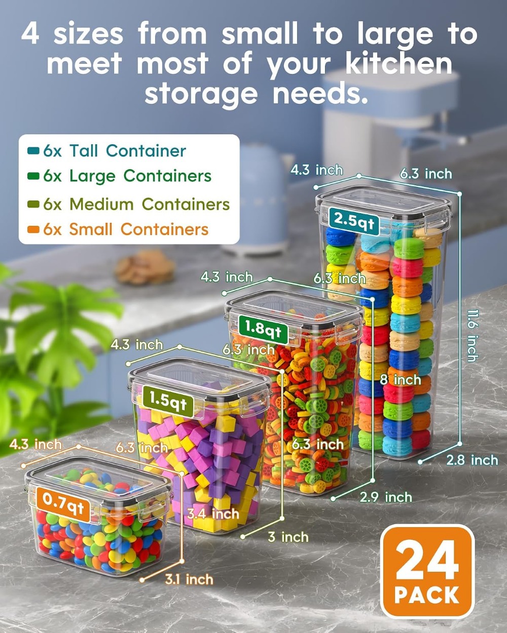 24 Recipientes Herméticos para - Food Storage Labels reseña y precio